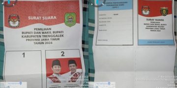 Bawaslu Trenggalek Permasalahkan Temuan Surat Suara Berlogo Kabupaten Ngawi. (foto/ist)