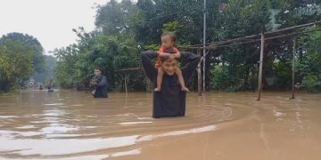 Banjir di Jombang Rendam Ratusan Rumah Warga (foto/Bacaini)