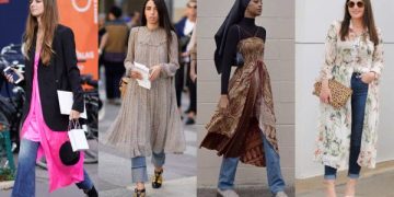 Tips Pakai Dress Over Jeans Agar Tak Terlihat Berat. (foto ilustrasi/pinteres)