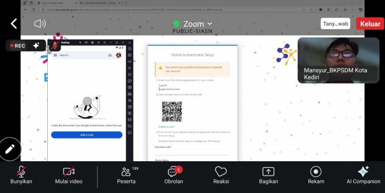 Proteksi Data ASN dari Peretas, Pemkot Kediri Sosialisasikan Penggunaan Aplikasi MFA. Foto : Dok. Pemkot Kediri