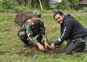 Kegiatan penaman pohon memperingati Hari Keanekaragaman Hayati, Satgas TNI Manunggal Membangun Desa (TMMD) ke-124
