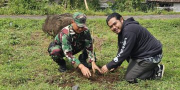 Kegiatan penaman pohon memperingati Hari Keanekaragaman Hayati, Satgas TNI Manunggal Membangun Desa (TMMD) ke-124
