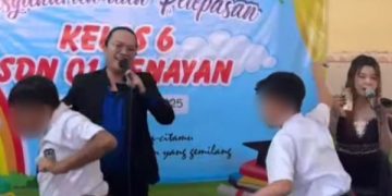 Hanya di Tulungagung, Perpisahan Siswa SD Nyawer Biduan (foto/ist)