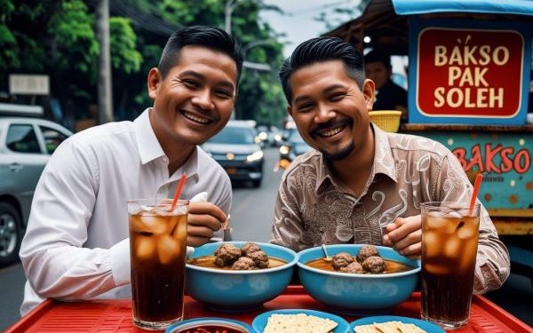 Cerita Bakso di Indonesia: Dari Kuliner Jalan Hingga Alat Politisi (foto AI/Bacaini)