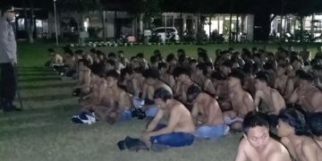 Polres Jombang menangkap 183 orang yang teridentifikasi anggota ganster Bajingan Tanpa Dosa (foto/ist)