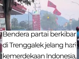 Pemasangan bendera PDIP di Trenggalek lebih tinggi dari merah putih