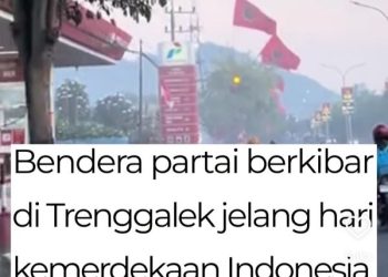 Pemasangan bendera PDIP di Trenggalek lebih tinggi dari merah putih
