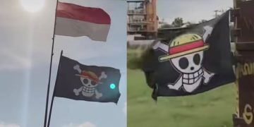 Bendera one piece bergambar tengkorak simbol bajak laut itu tidak dijumpai di Blitar