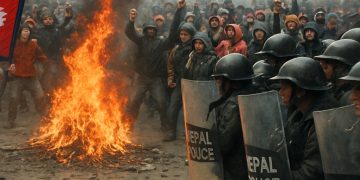 ilustrasi kerusuhan by AI. Foto: bacaini/AK Jatmiko