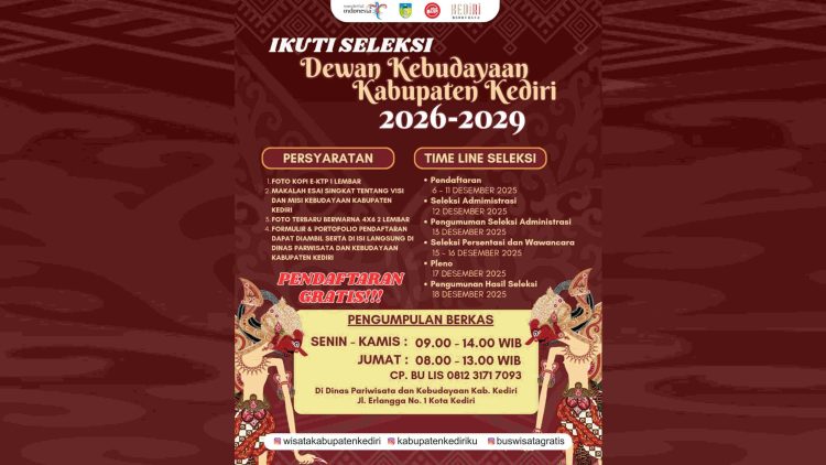 Pendaftaran Dewan Kebudayaan Kabupaten Kediri 2026 – 2029 Resmi Dibuka!