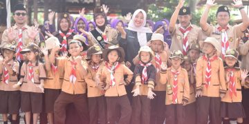 Cerianya Jambore PAUD Prasiaga Kota Kediri, Mbak Wali Apresiasi Petugas Apel Cilik dan Mengukuhkan Bunda PAUD