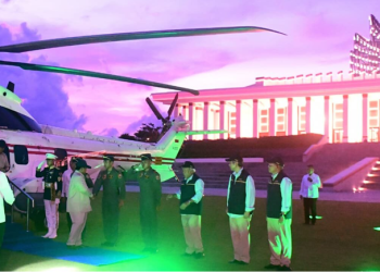 Presiden Prabowo Subianto tiba di Helipad Halaman Istana Negara, di Ibu Kota Nusantara (IKN), Kabupaten Penajam Paser Utara, Provinsi Kalimantan Timur, pada Senin sore, 12 Januari 2026. Foto: BPMI Setpres