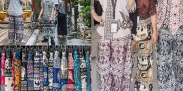 Celana gajah motif Thailand dikenakan anak muda Gen Z sebagai outfit santai harian di kawasan urban