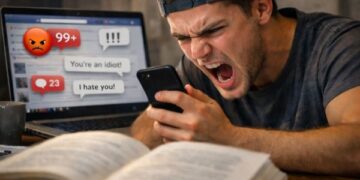 Ilustrasi krisis literasi Gen Z, mahasiswa kesulitan memahami teks panjang dan mudah bereaksi emosional di media sosial