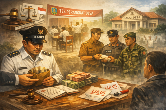 Ilustrasi rekayasa rekruitmen perangkat desa di Kab. Kediri. Foto: Bacaini/AI