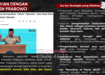 Tangkapan layar isu yang dibahas Prabowo dengan 5 aktivis oposisi.