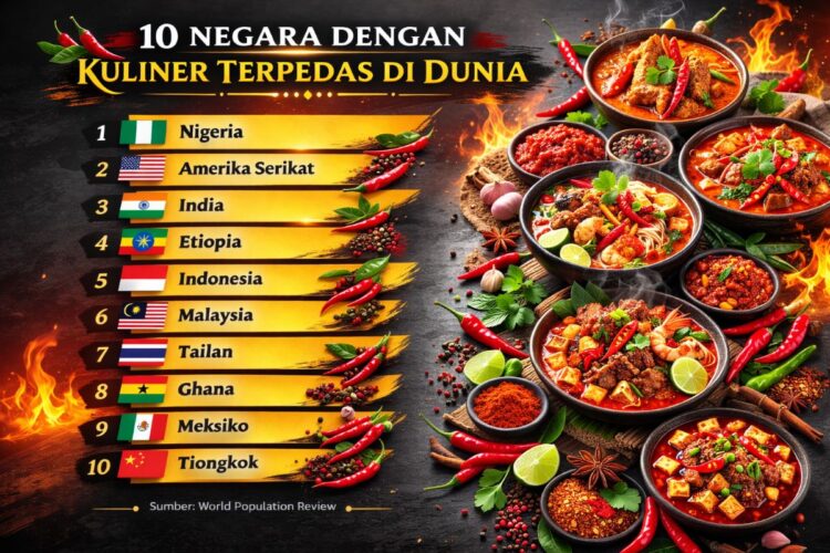 Ilustrasi daftar negara makanan terpedas di dunia