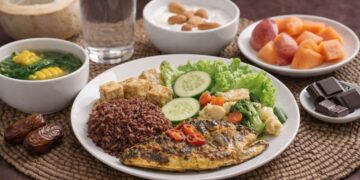 Menu buka puasa aman untuk penderita diabetes dengan nasi merah dan sayur