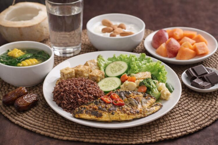 Menu buka puasa aman untuk penderita diabetes dengan nasi merah dan sayur