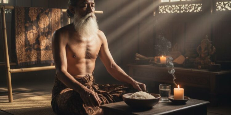 Ilustrasi meditasi dalam puasa ngebleng