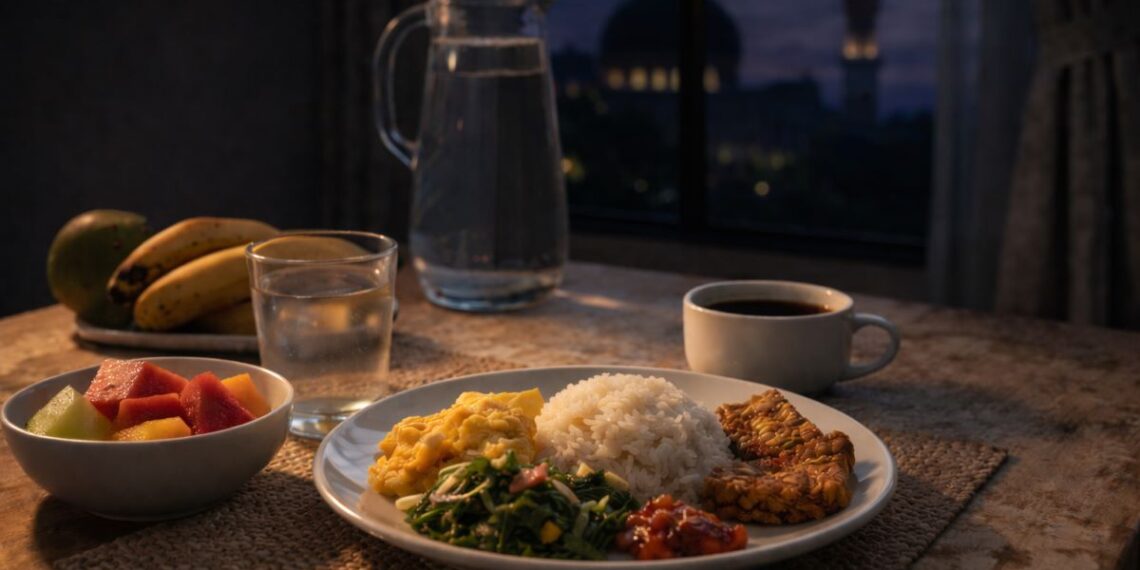 Ilustrasi salah menu sahur dengan makanan tinggi gula dan gorengan