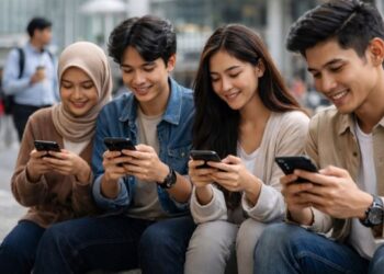 Ilustrasi netizen Indonesia scroll media sosial berdasarkan survei Jakpat 2025