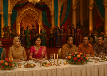 Ilustrasi bukber pejabat Pemkab Sidoarjo bertema Bollywod. Foto: bacaini by AI