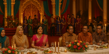 Ilustrasi bukber pejabat Pemkab Sidoarjo bertema Bollywod. Foto: bacaini by AI