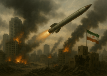 Ilustrasi rudal balistik Iran. Foto: bacaini by AI