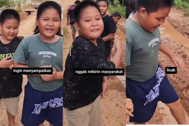 bocil gen alpha kritik jalan rusak di sepauk kalbar