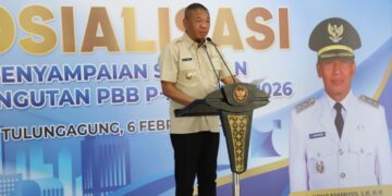 Bupati Tulungagung Gatut Sunu Wibowo saat sosialisasi SPPT PBB-P2 2026 di Pendopo Kongas Arum Kusumaning Bongso