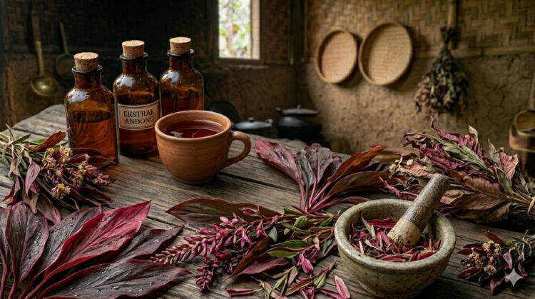 daun andong merah untuk obat pendarahan alami