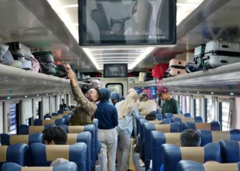 Penumpang kereta api di wilayah KAI Daop 7 Madiun saat mudik Lebaran 2026