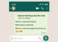 Ilustrasi seseorang mengirim ucapan Idul Fitri 2026 melalui WhatsApp di ponsel