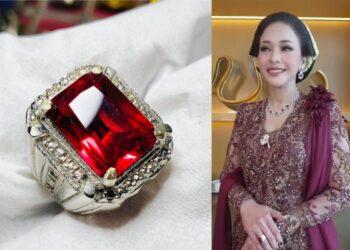 Maia Estianty memakai perhiasan red ruby di pernikahan El Rumi