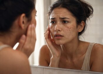 wanita dengan flek hitam di wajah