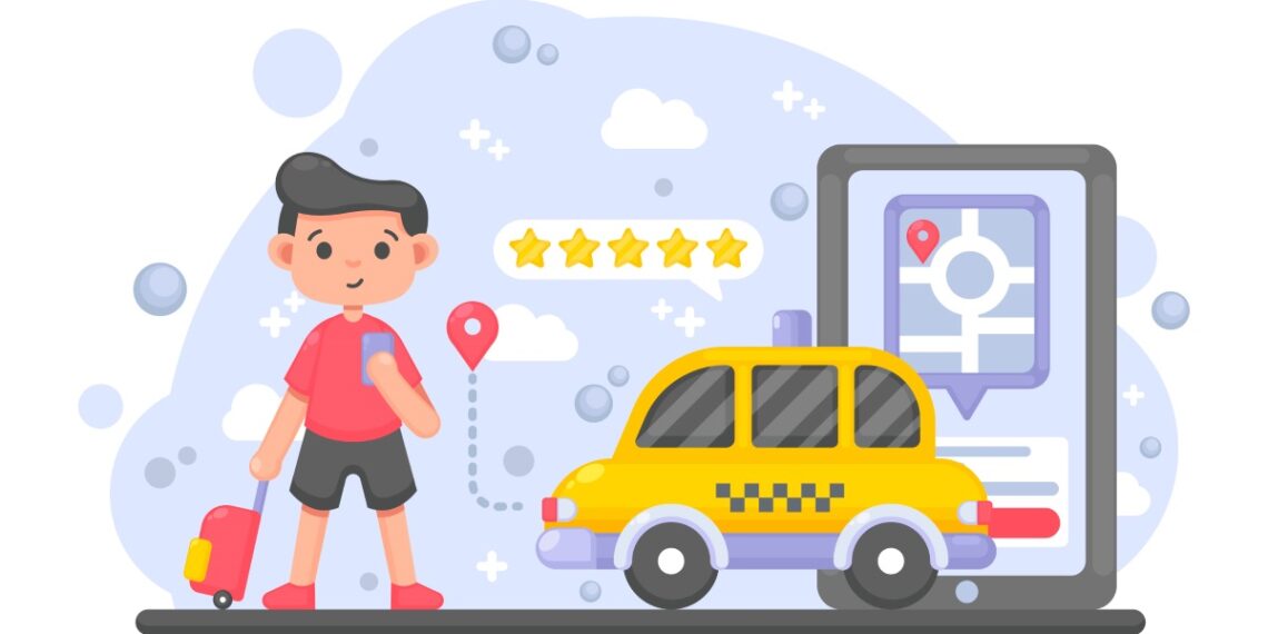 Ilustrasi orang tua melacak lokasi anak melalui smartphone