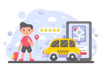 Ilustrasi orang tua melacak lokasi anak melalui smartphone