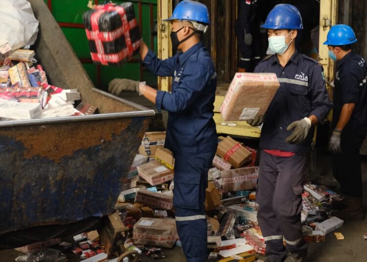 pemusnahan rokok ilegal Sidoarjo