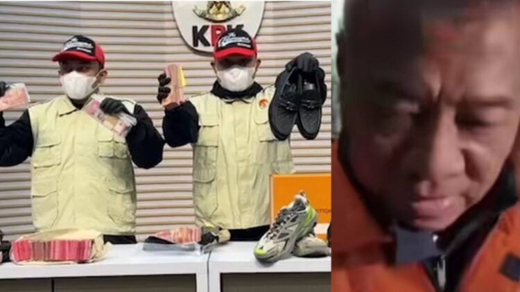 Gatut Sunu tersenyum memakai rompi tahanan KPK usai ditetapkan sebagai tersangka kasus OTT Tulungagung