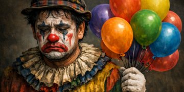 Ilustrasi badut penjual balon. Foto: bacaini by AI/Copilot