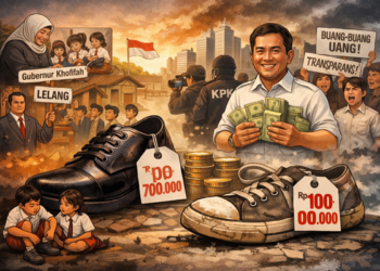 Ilustrasi pengadaan sepatu sekolah rakyat. Foto: bacaini by AI