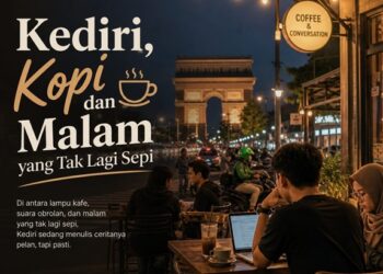 Ilustrasi suasana Kediri di malam hari.