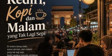 Ilustrasi suasana Kediri di malam hari.