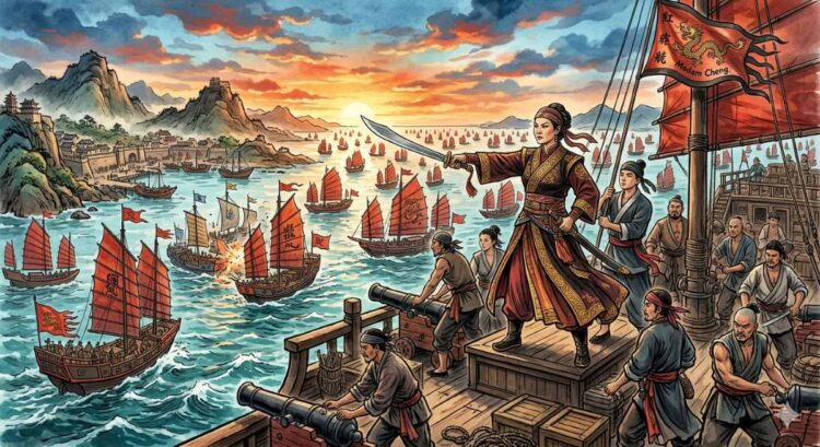 Ilustrasi Ching Shih, perempuan Tiongkok pemimpin armada bajak laut terbesar di dunia pada era Dinasti Qing
