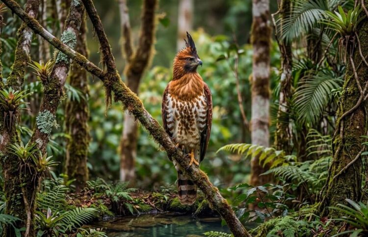 Elang Jawa di habitat hutan alami Pulau Jawa yang menjadi inspirasi lambang Garuda Pancasila