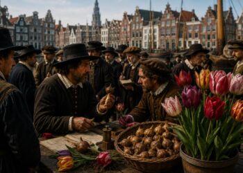 Ilustrasi bunga tulip langka pada masa Tulipomania di Belanda yang menjadi simbol gelembung spekulatif dan fenomena FOMO investasi