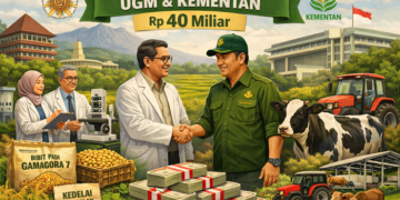 Ilustrasi kerjasama UGM dan Kementan. Foto: Bacaini by AI