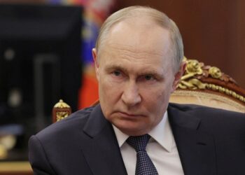 In this pool photograph distributed by the Russian state agency Sputnik, Russia's President Vladimir Putin meets with Belgorod Region Governor in Moscow on July 11, 2025. (Photo by Mikhail METZEL / POOL / AFP) (Photo by MIKHAIL METZEL/POOL/AFP via Getty Images)