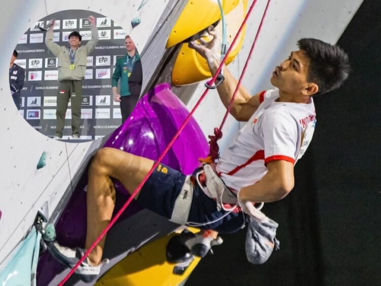 Putra Tri Ramadani atlet panjat tebing Indonesia juara nomor Lead World Climbing Series Praha 2026